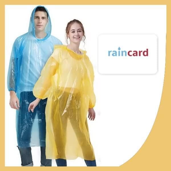 FULLY Reusable Wallet Rain Card Rain Coat for Adults Multicolour