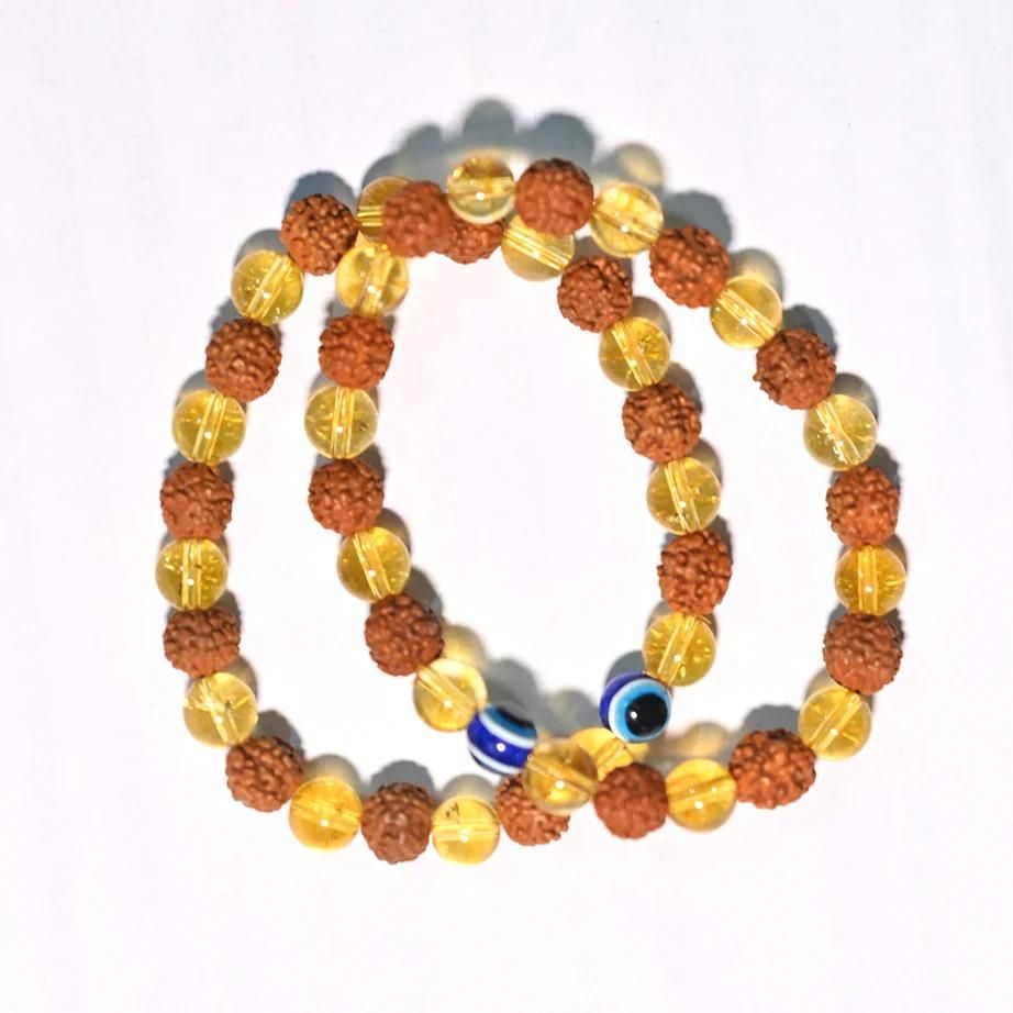 Rudraksha Citrine Crystal Bracelet (Pack of 2) - Allthings