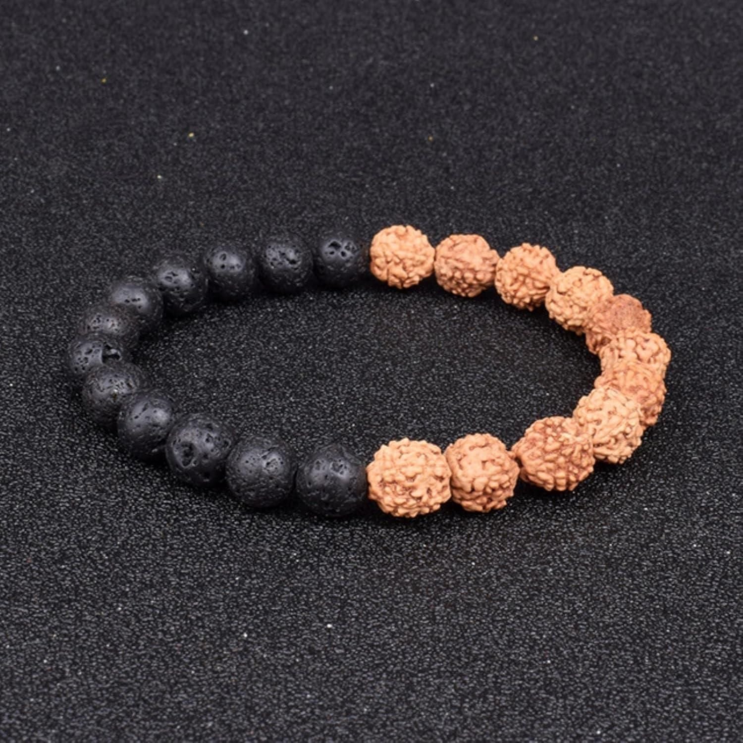 Authentic 5 Mukhi Rudraksha With Black Agate Beaded Bracelet� - Allthings