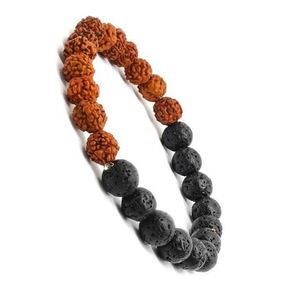 Authentic 5 Mukhi Rudraksha With Black Agate Beaded Bracelet� - Allthings