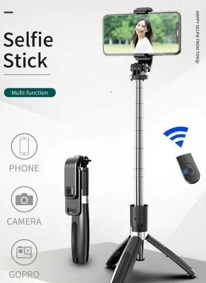 EARPHONIX Wireless Bluetooth Foldable XT-02 (K10) Mini Tripod Extendable Selfie Stick - Allthings