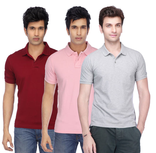 Ultrasoft Poly Cotton Solid Half Sleeves Mens Polo T-shirt (Pack of 3) - Allthings