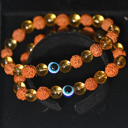 Rudraksha Citrine Crystal Bracelet (Pack of 2) - Allthings