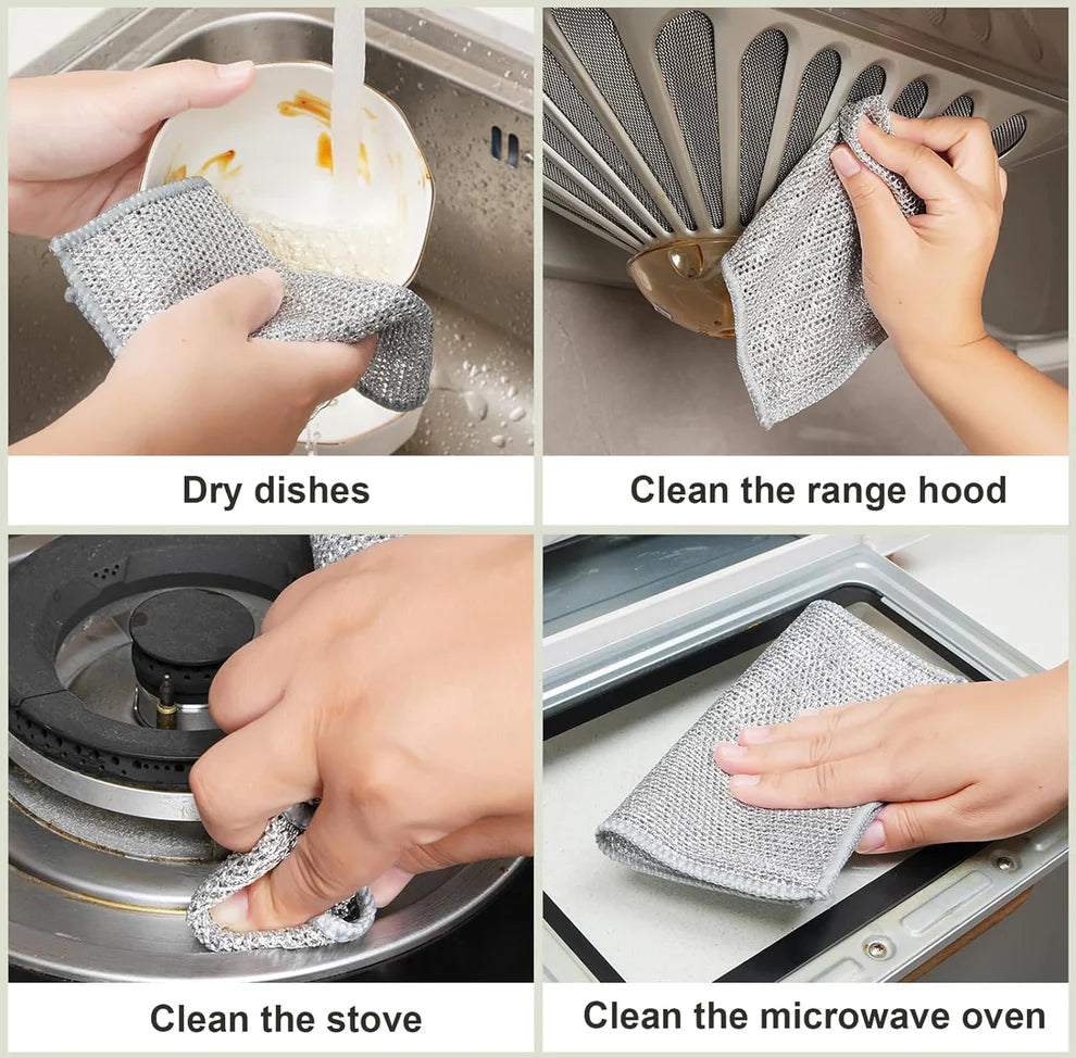 Multipurpose Wire Dishwashing Rags for Wet and Dry Pack